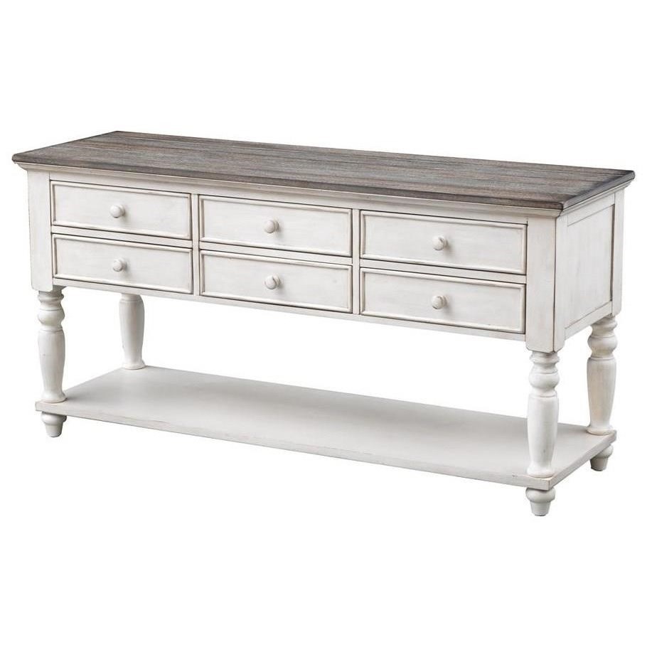 Coast to Coast Imports Bar Harbor II Farmhouse Style Six Drawer Console
